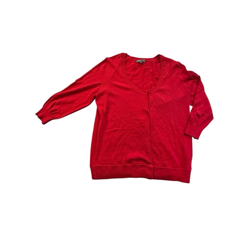 Gap Body‎ Sweater Women's Cardigan Size Large Red 3/4 Sleeve Button Snap EUC
